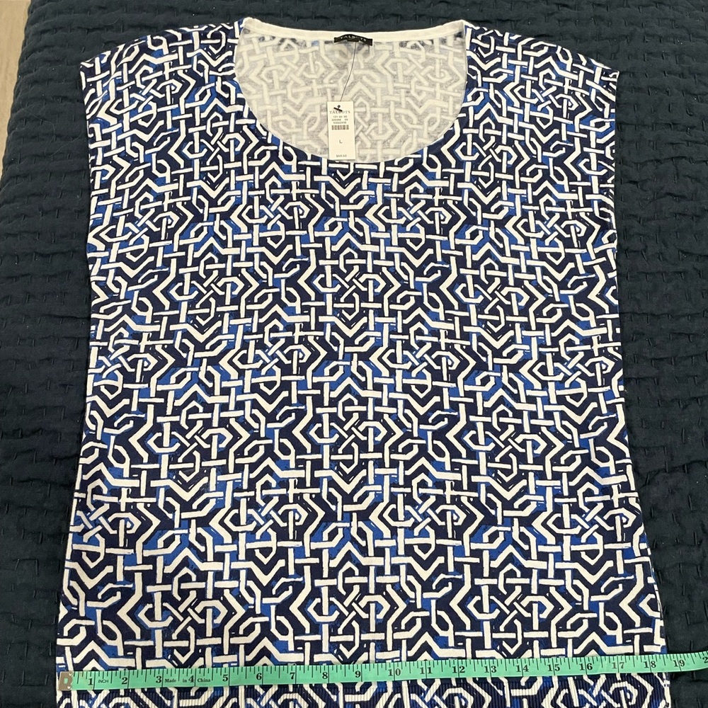 NWTags  large sleeveless knit top. Navy, white & blue from Talbots